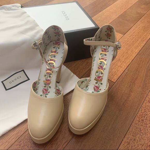 Gucci | Platform Heels Off White Leather 36.5 - Picture 3 of 9